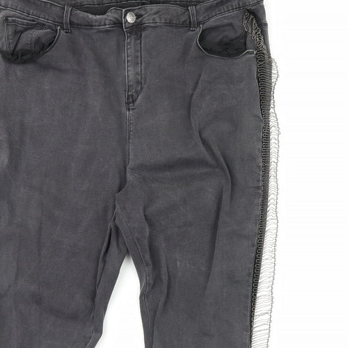 Simply Be Womens Black  Denim Straight Jeans Size 42 in L29 in