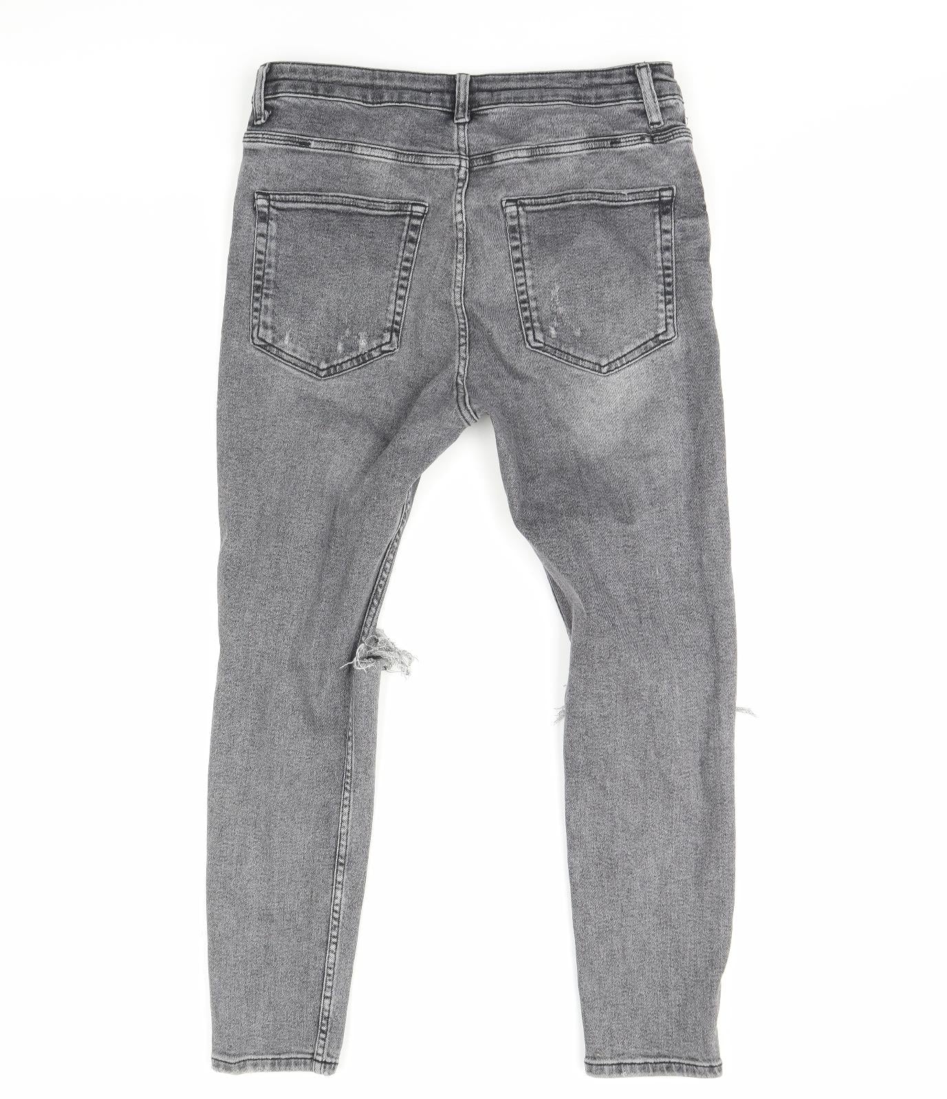 Zara Mens Grey  Denim Straight Jeans Size 34 in L30 in