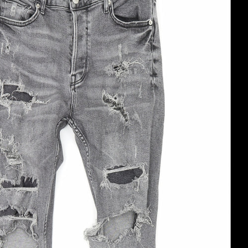 Zara Mens Grey  Denim Straight Jeans Size 34 in L30 in