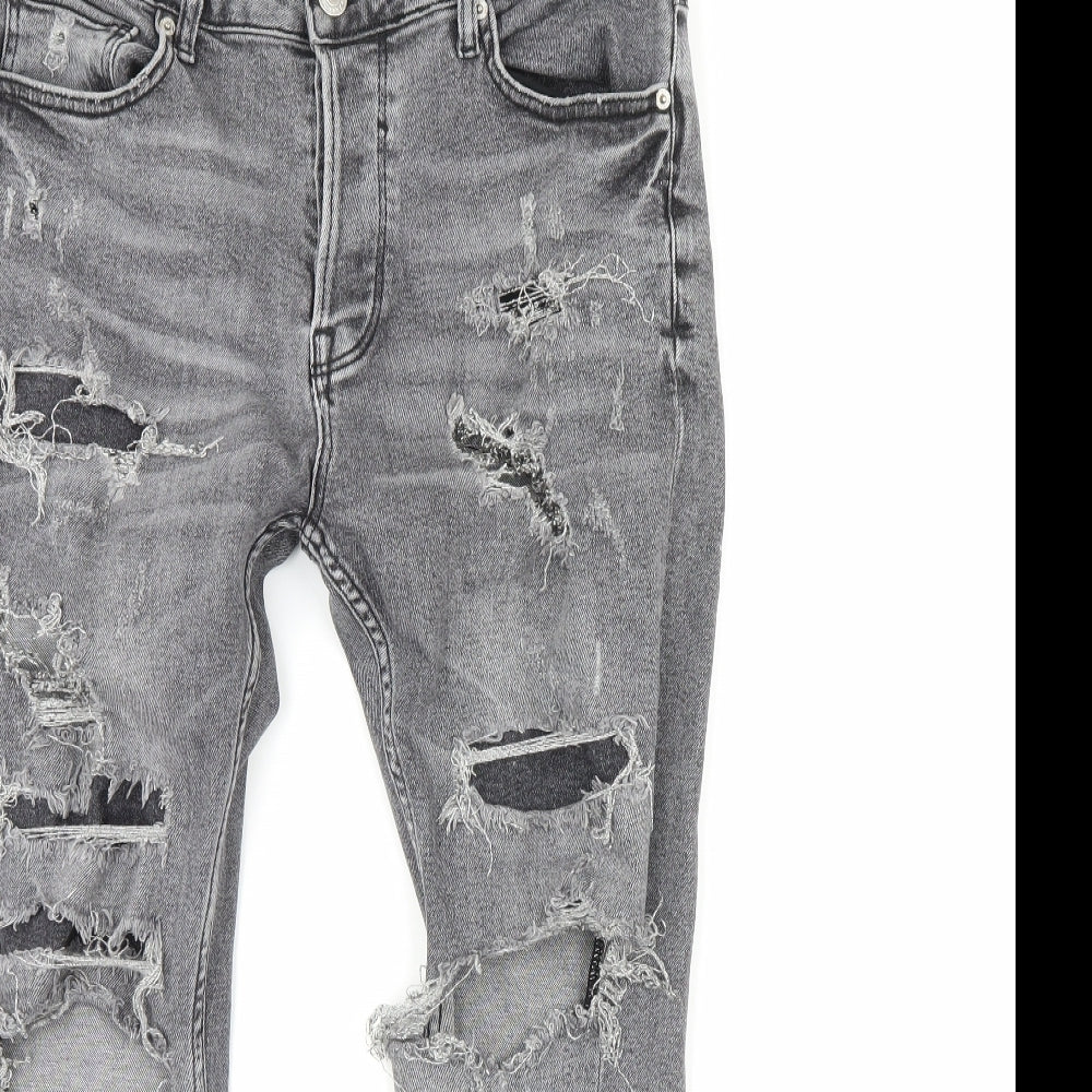 Zara Mens Grey  Denim Straight Jeans Size 34 in L30 in