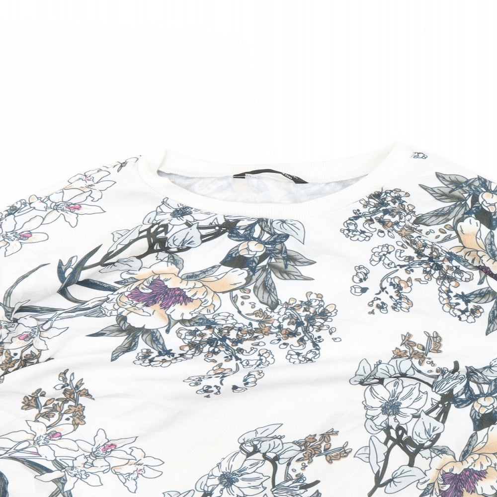 Shein  Womens White Floral  Pullover Jumper Size L
