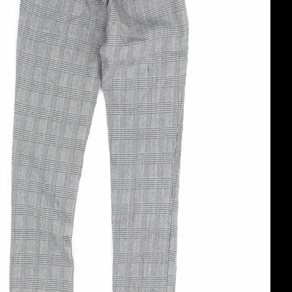 H&M Womens Black Check  Trousers  Size 6 L28 in