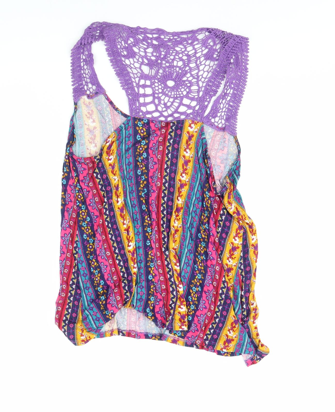 TU Womens Multicoloured Striped  Basic Tank Size 20