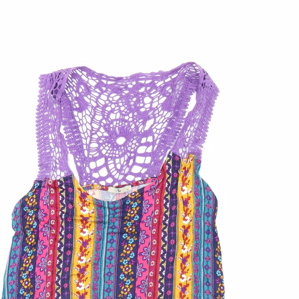TU Womens Multicoloured Striped  Basic Tank Size 20