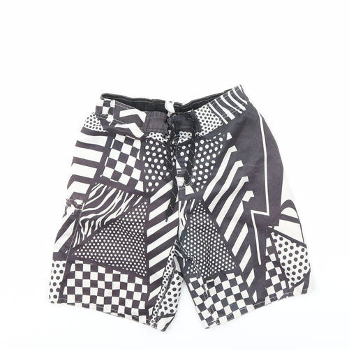 RSO Mens Black Geometric  Sweat Shorts Size S