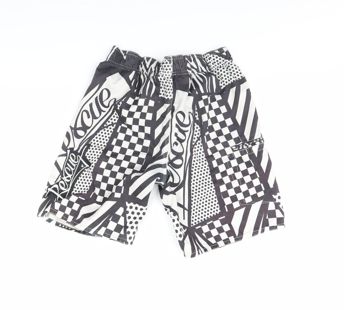 RSO Mens Black Geometric  Sweat Shorts Size S