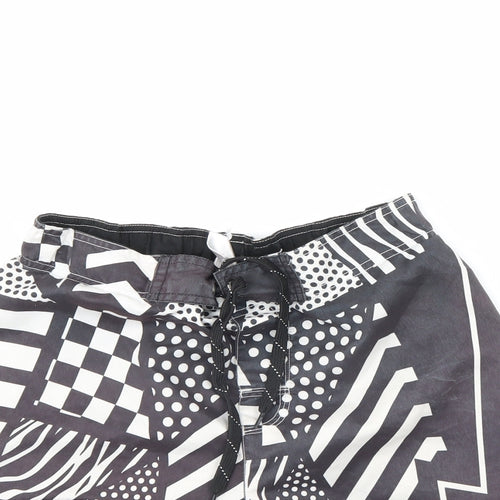 RSO Mens Black Geometric  Sweat Shorts Size S
