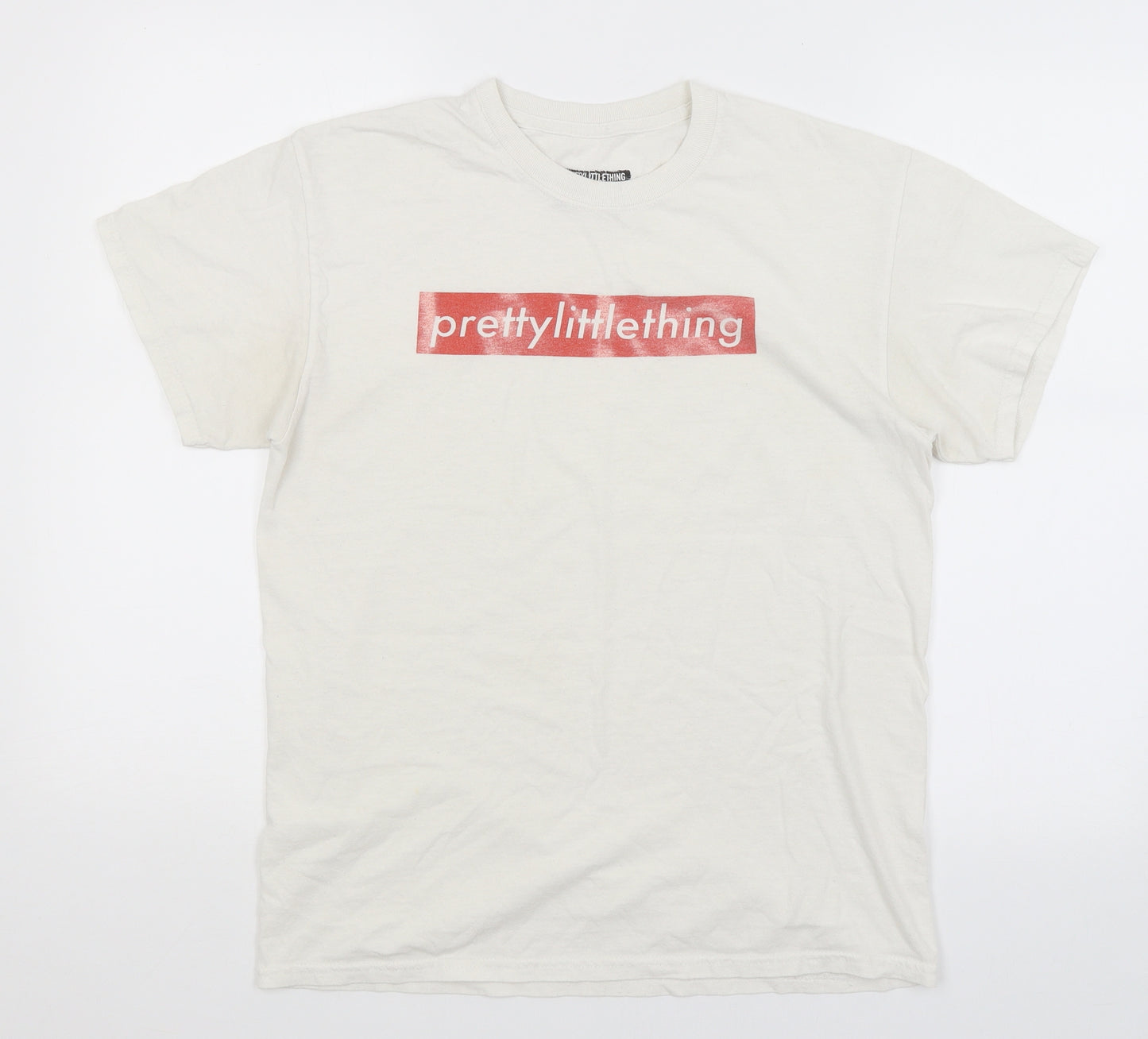 Pretty Little Thing Mens White    T-Shirt Size S