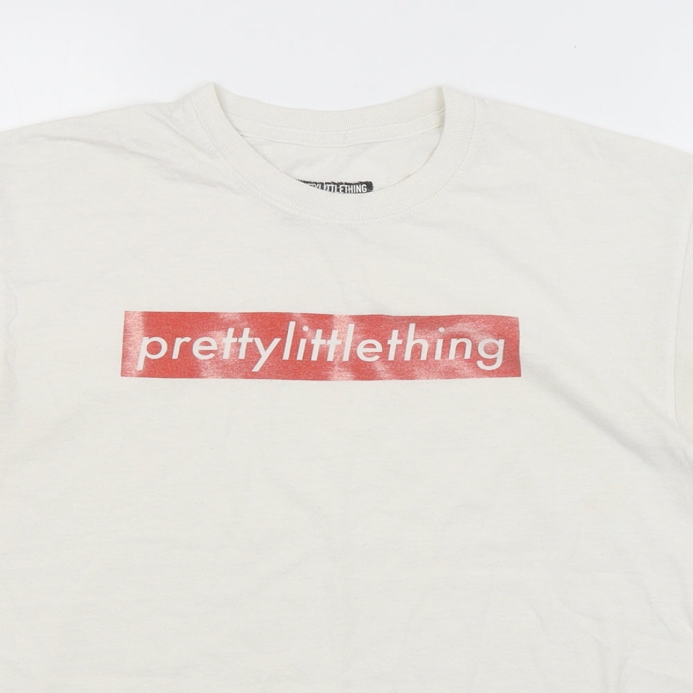 Pretty Little Thing Mens White    T-Shirt Size S