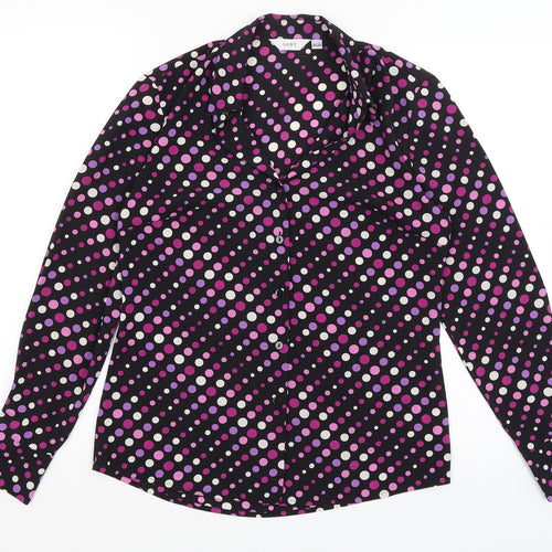 NEXT Womens Purple Polka Dot  Basic Button-Up Size 10