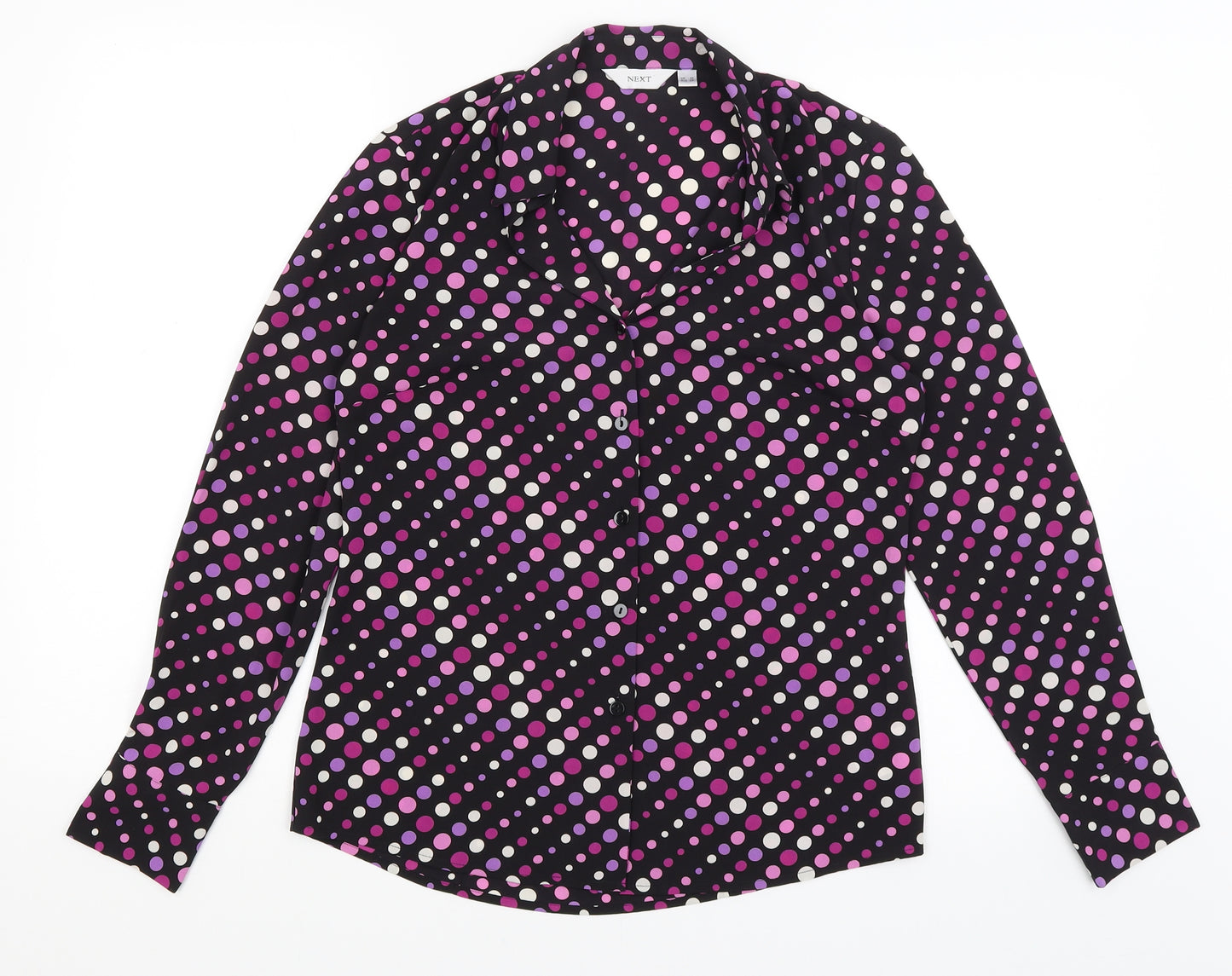 NEXT Womens Purple Polka Dot  Basic Button-Up Size 10