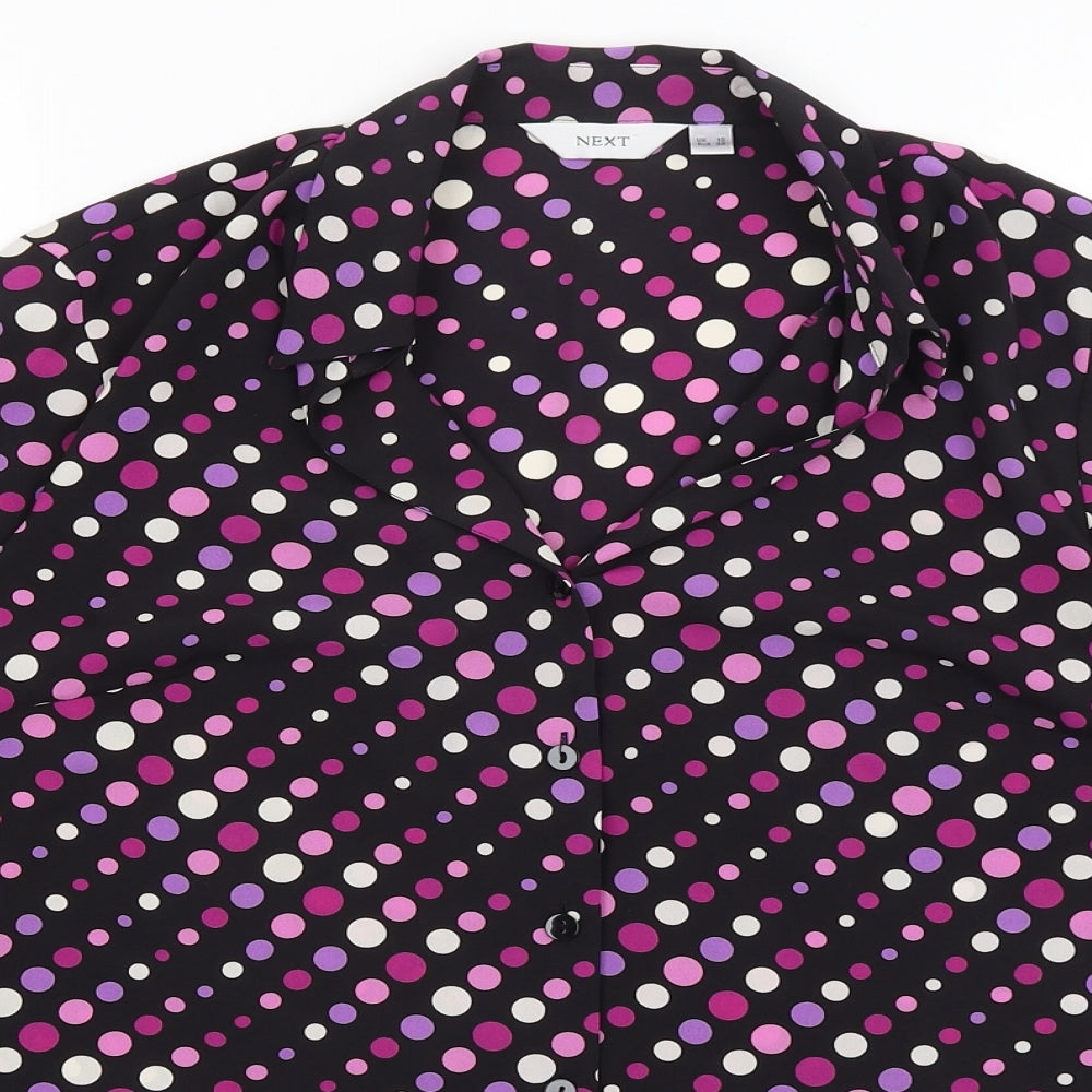 NEXT Womens Purple Polka Dot  Basic Button-Up Size 10