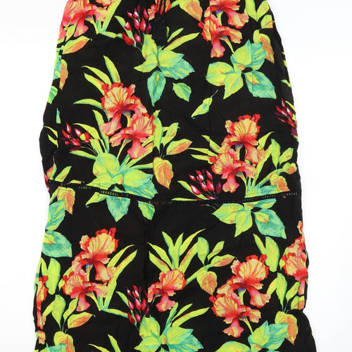 Primark Womens Black Floral  A-Line Skirt Size 8