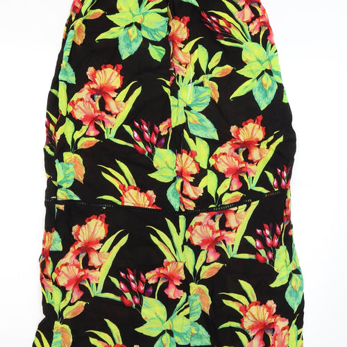 Primark Womens Black Floral  A-Line Skirt Size 8