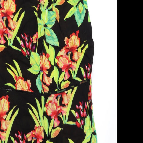 Primark Womens Black Floral  A-Line Skirt Size 8