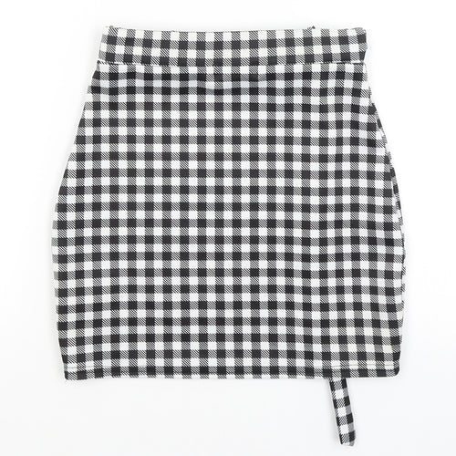 Pretty Little Thing Womens Black Check  Mini Skirt Size 6