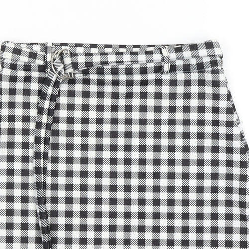 Pretty Little Thing Womens Black Check  Mini Skirt Size 6