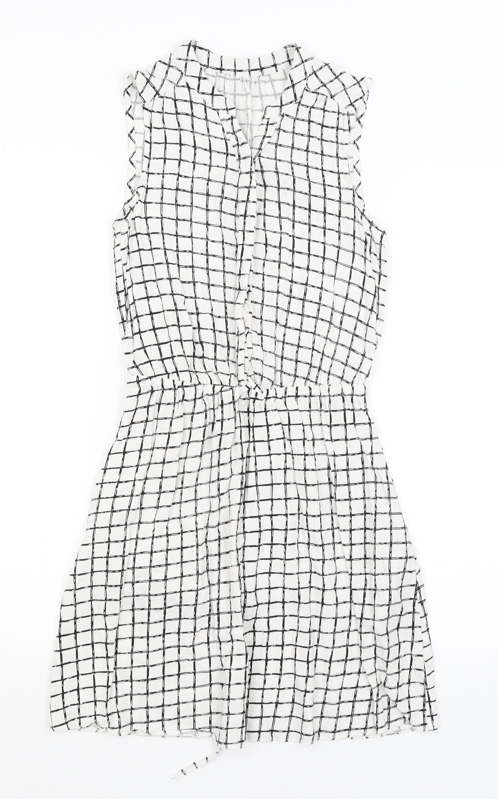 Preworn Womens White Check  Basic Blouse Size 8