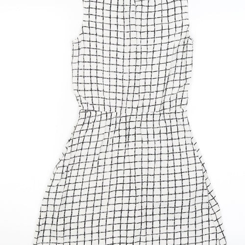 Preworn Womens White Check  Basic Blouse Size 8