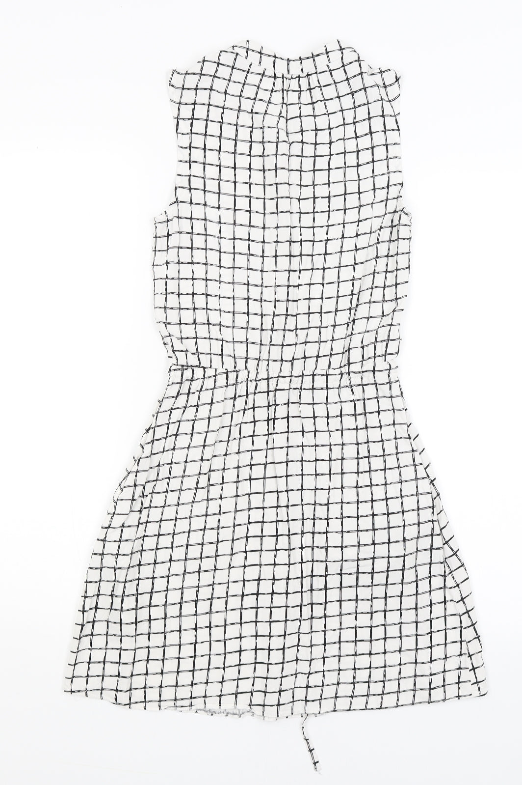 Preworn Womens White Check  Basic Blouse Size 8
