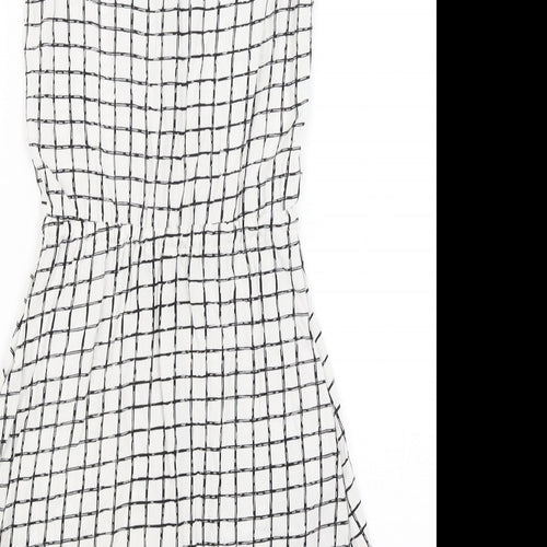 Preworn Womens White Check  Basic Blouse Size 8