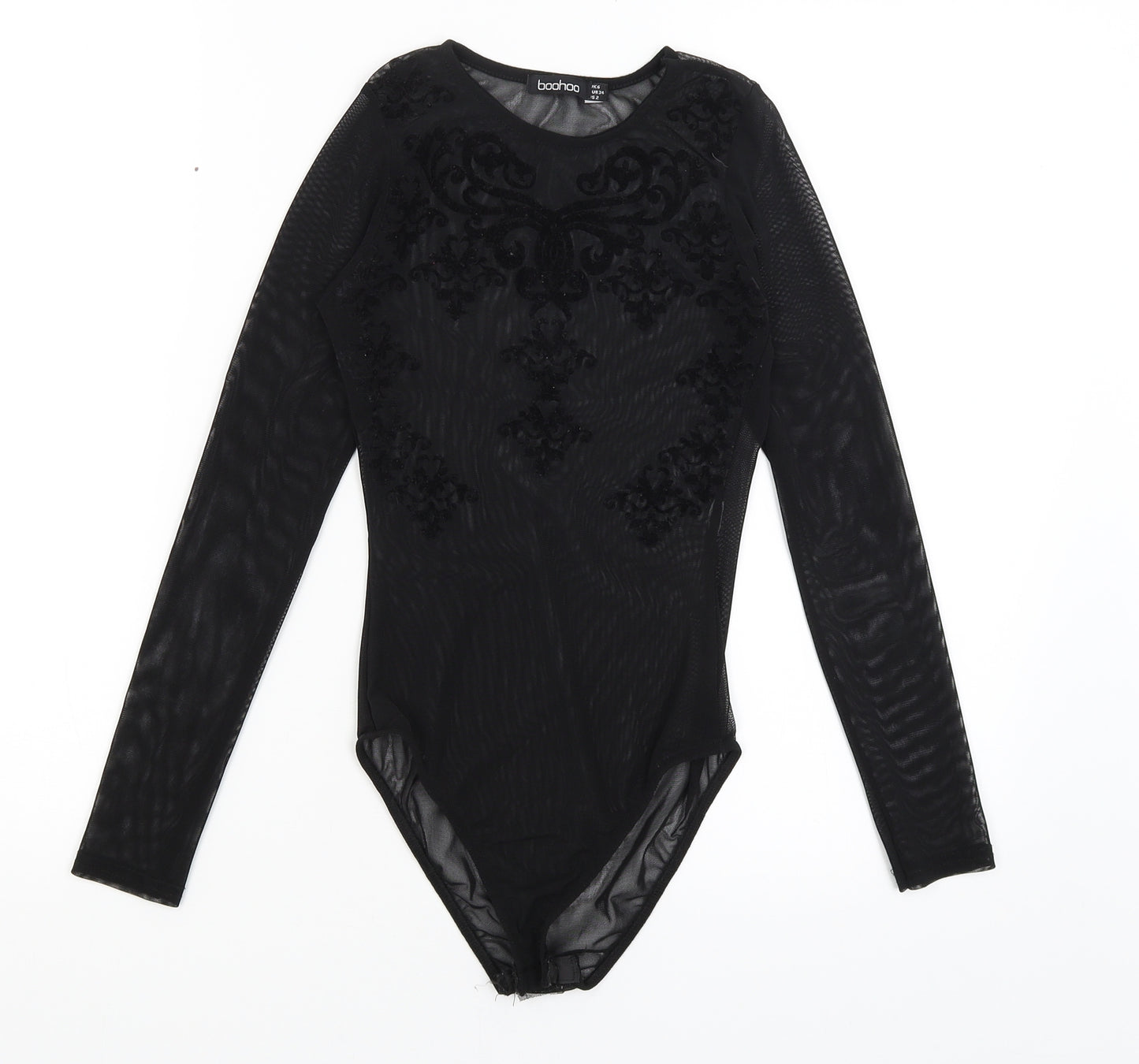 Boohoo Womens Black   Bodysuit One-Piece Size 6