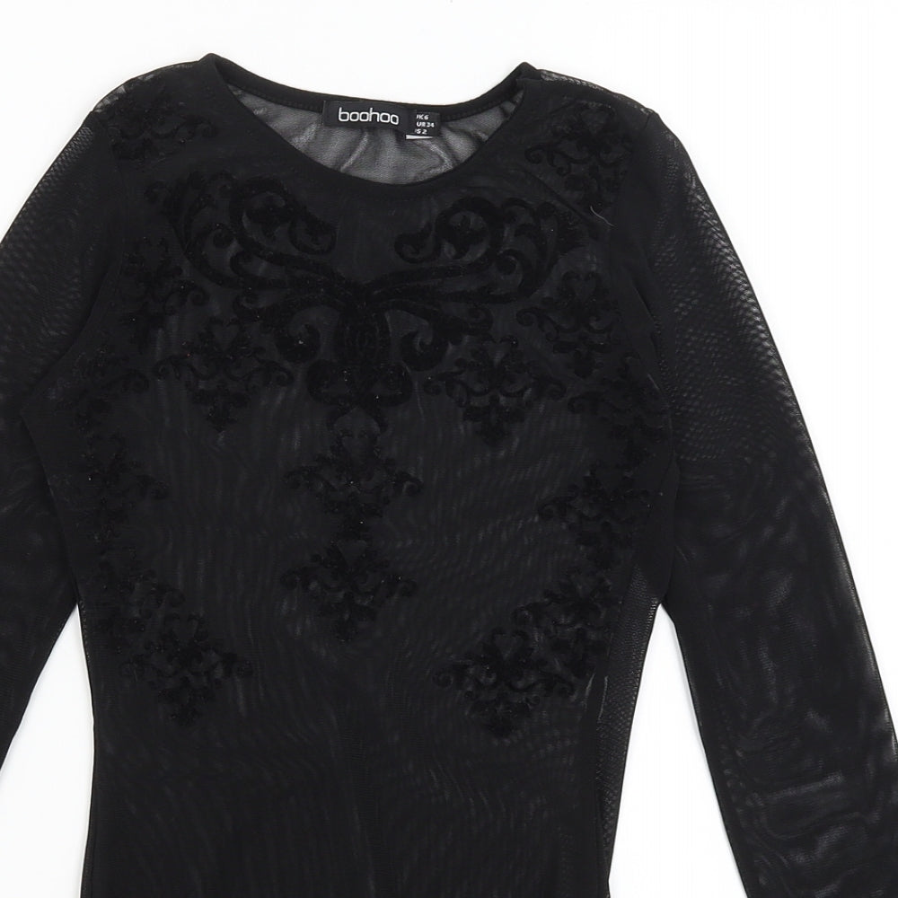 Boohoo Womens Black   Bodysuit One-Piece Size 6