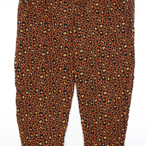 Primark Womens Brown Animal Print  Capri Trousers Size 18 L25 in
