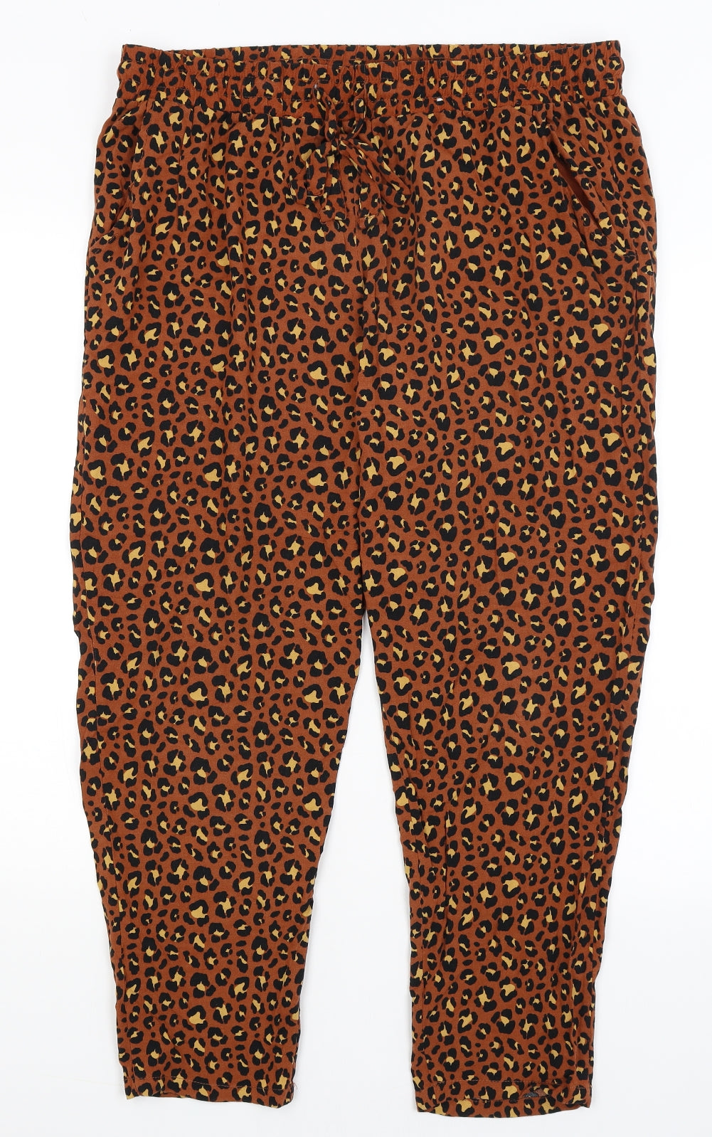 Primark Womens Brown Animal Print  Capri Trousers Size 18 L25 in