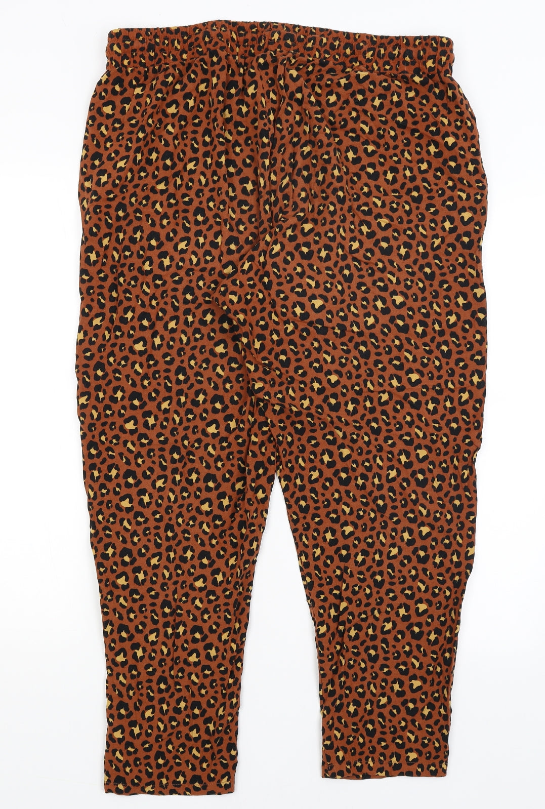 Primark Womens Brown Animal Print  Capri Trousers Size 18 L25 in