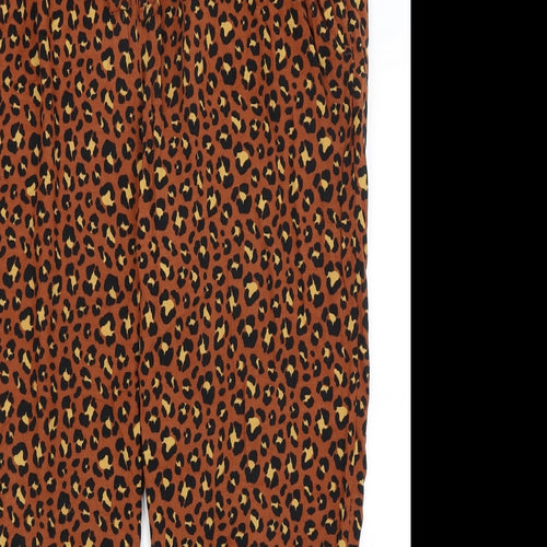 Primark Womens Brown Animal Print  Capri Trousers Size 18 L25 in