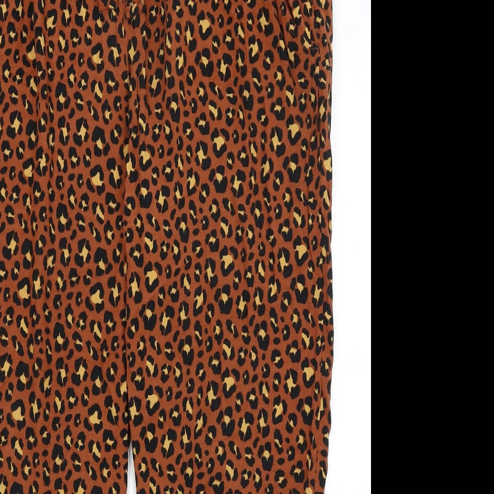 Primark Womens Brown Animal Print  Capri Trousers Size 18 L25 in