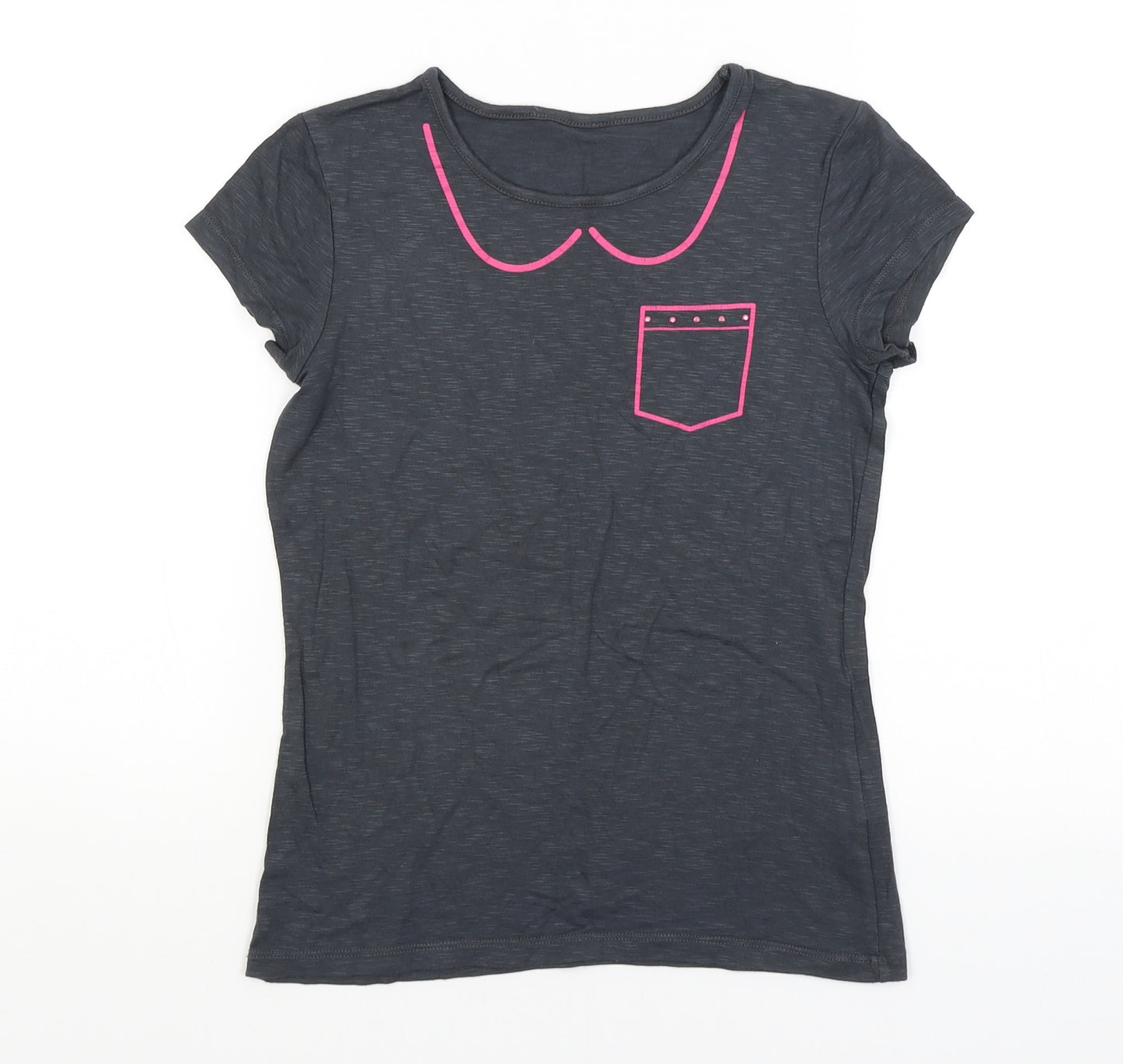 M&S Girls Grey   Basic T-Shirt Size 8-9 Years