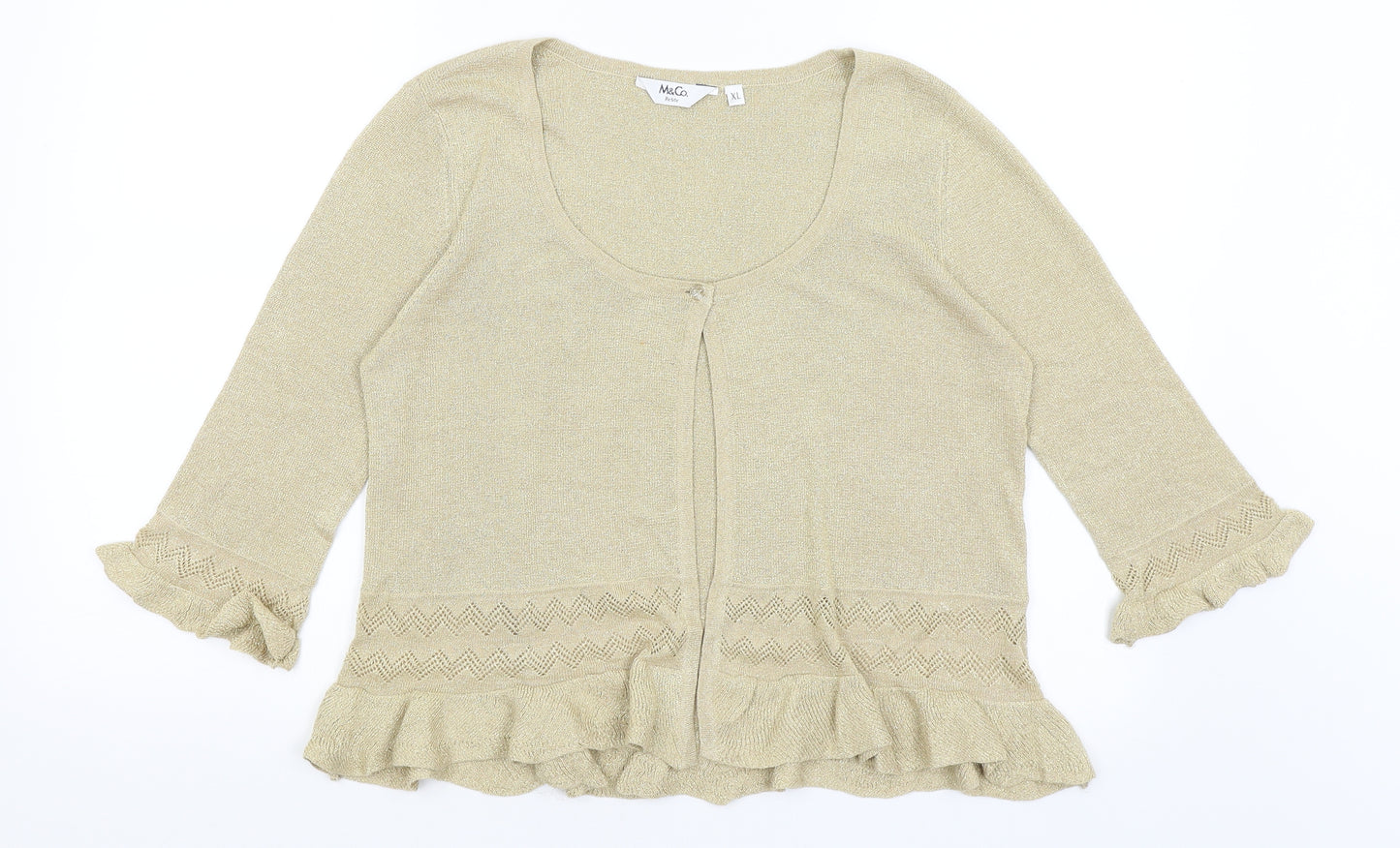 M&Co Womens Gold   Cardigan Jumper Size XL