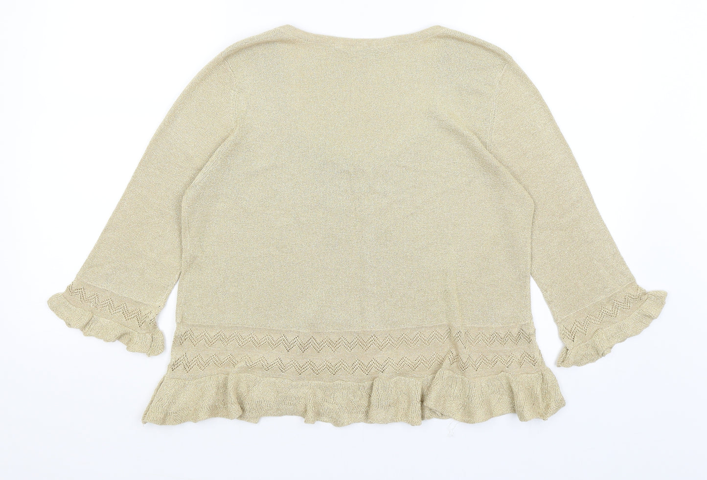 M&Co Womens Gold   Cardigan Jumper Size XL