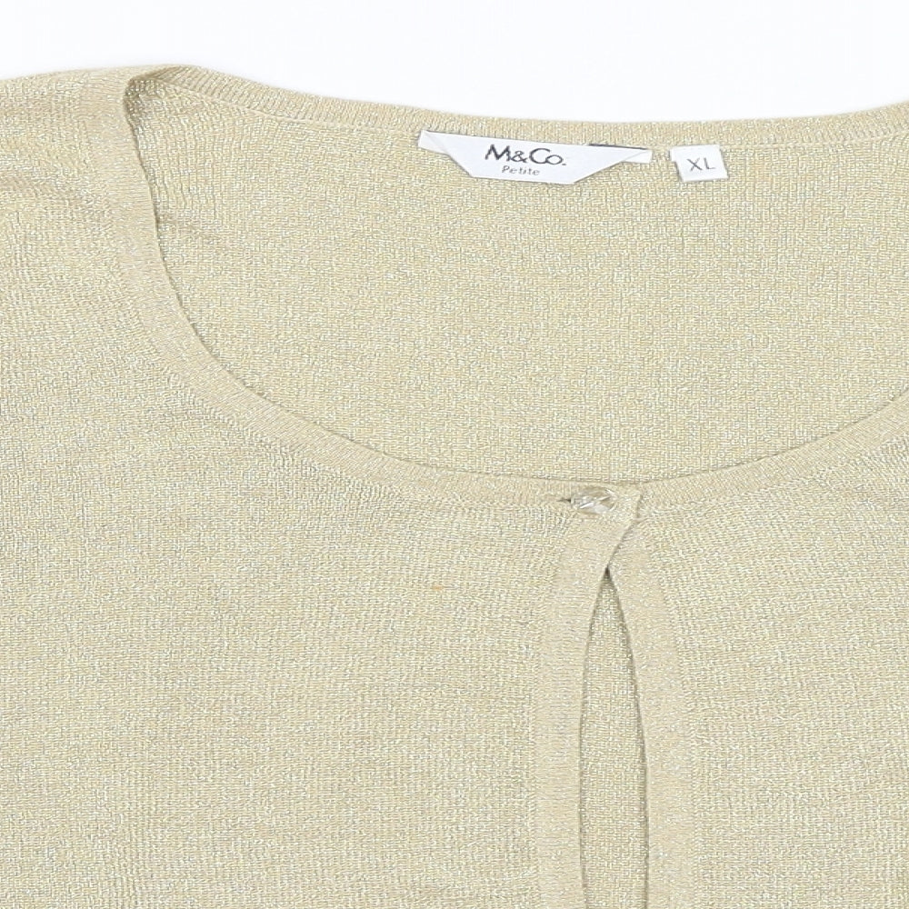 M&Co Womens Gold   Cardigan Jumper Size XL