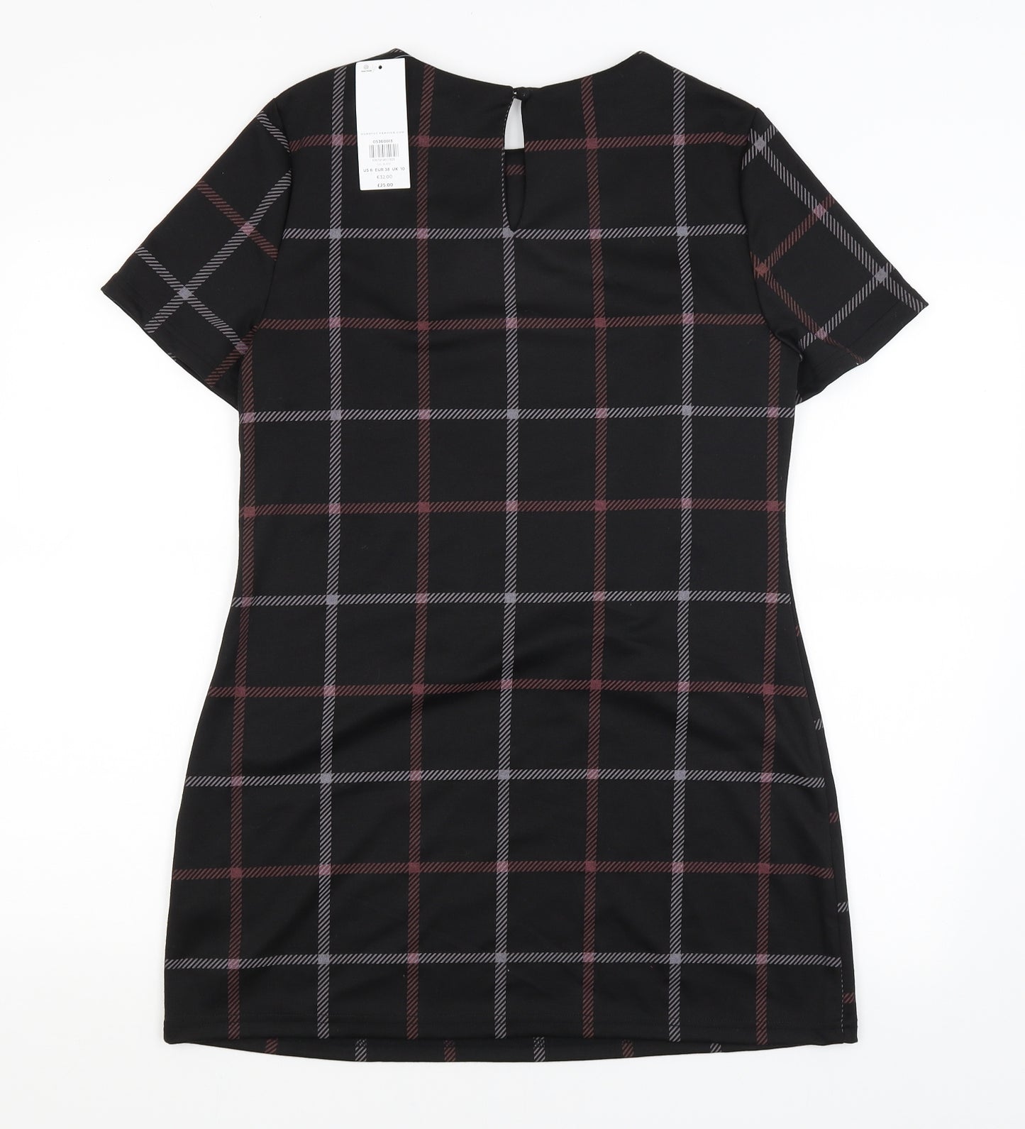 Dorothy Perkins Womens Black Check  Basic T-Shirt Size 10