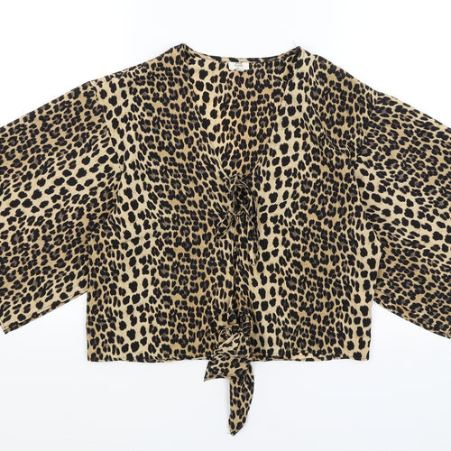 River Island Womens Orange Animal Print  Cropped Blouse Size 10