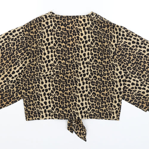 River Island Womens Orange Animal Print  Cropped Blouse Size 10