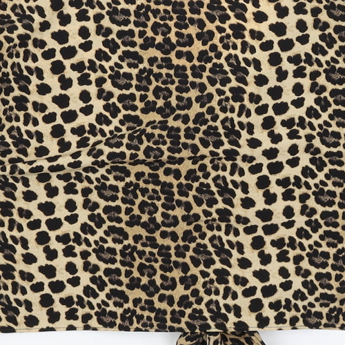 River Island Womens Orange Animal Print  Cropped Blouse Size 10