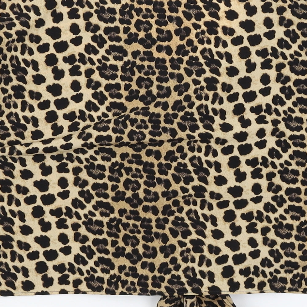 River Island Womens Orange Animal Print  Cropped Blouse Size 10
