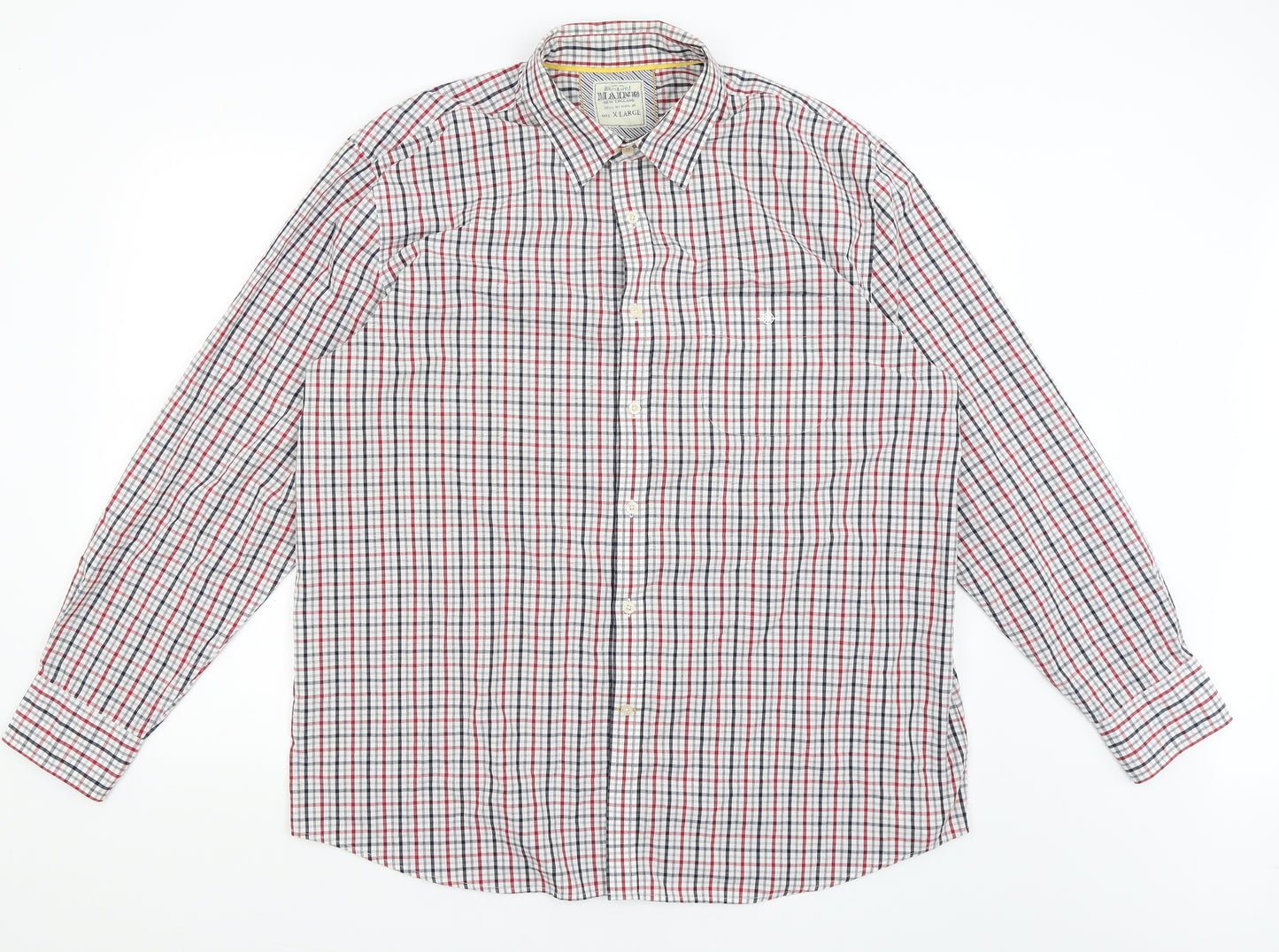 Maine Mens White Check   Button-Up Size XL
