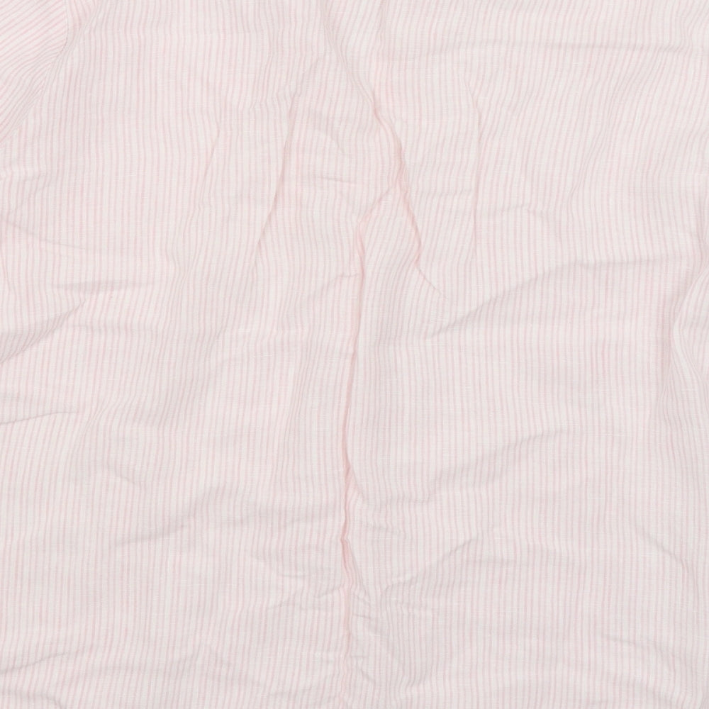M&S Womens Pink Striped  Basic Button-Up Size 16