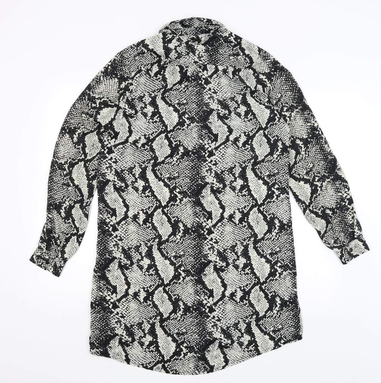 Cameo Rose Womens Black Animal Print  Basic Button-Up Size 14