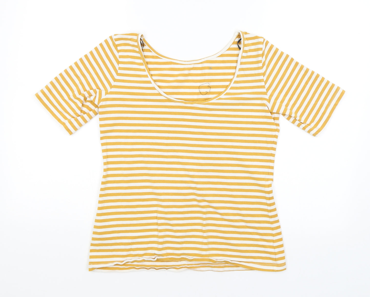 H&M Womens Yellow Striped  Basic T-Shirt Size L