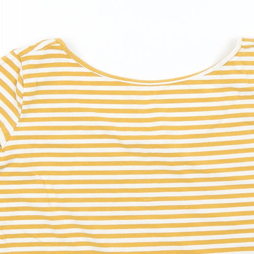 H&M Womens Yellow Striped  Basic T-Shirt Size L