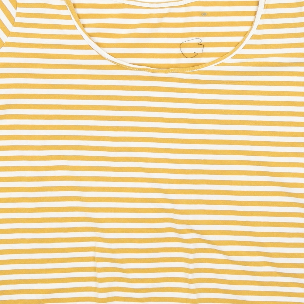 H&M Womens Yellow Striped  Basic T-Shirt Size L