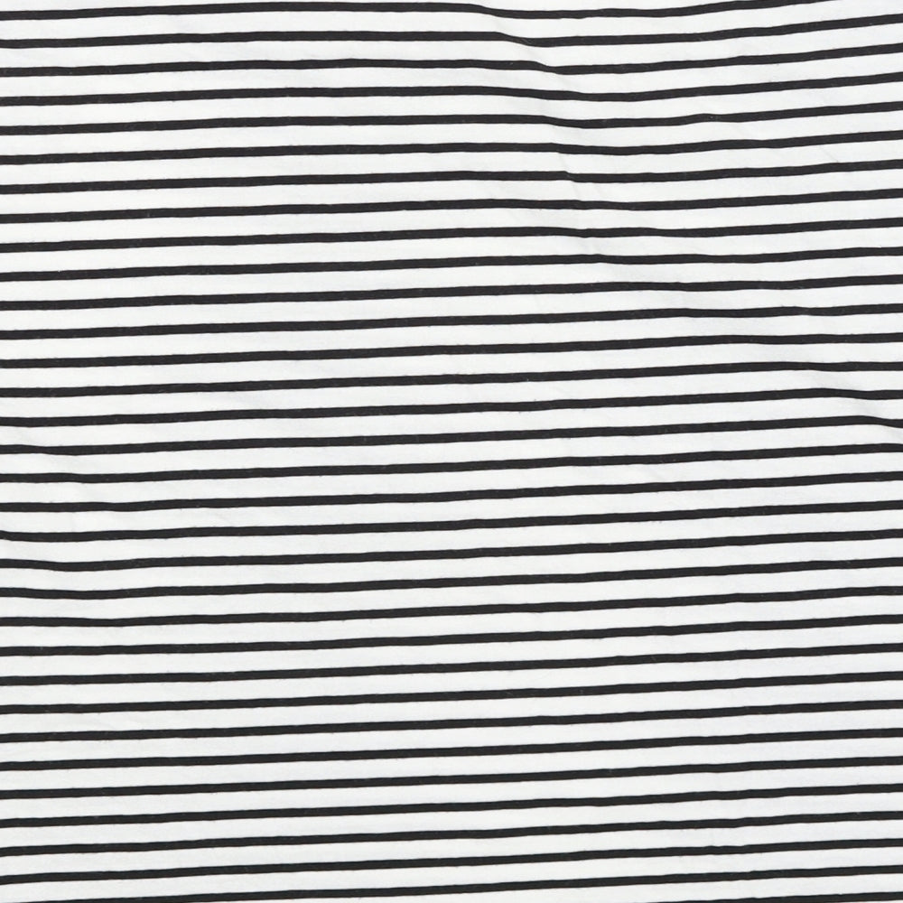Zara Womens White Striped  Basic T-Shirt Size L