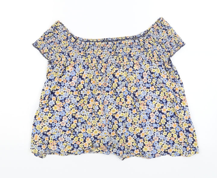 New Look Womens Blue Floral  Basic Blouse Size 12