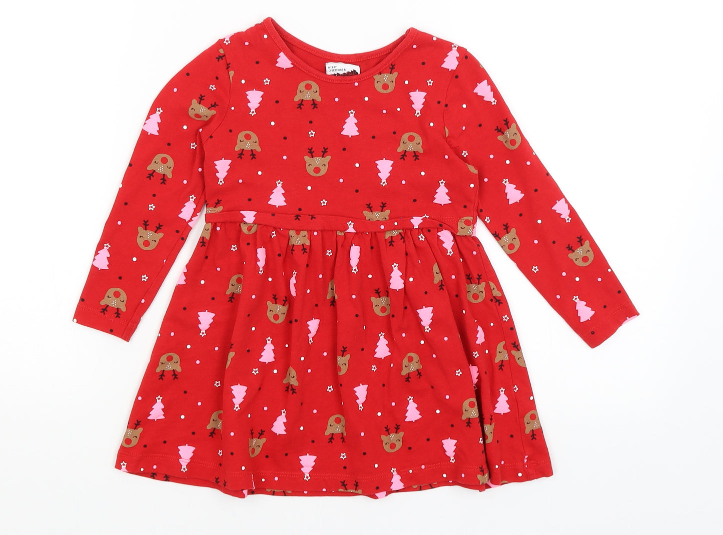 George Girls Red   Fit & Flare  Size 2-3 Years  - Christmas